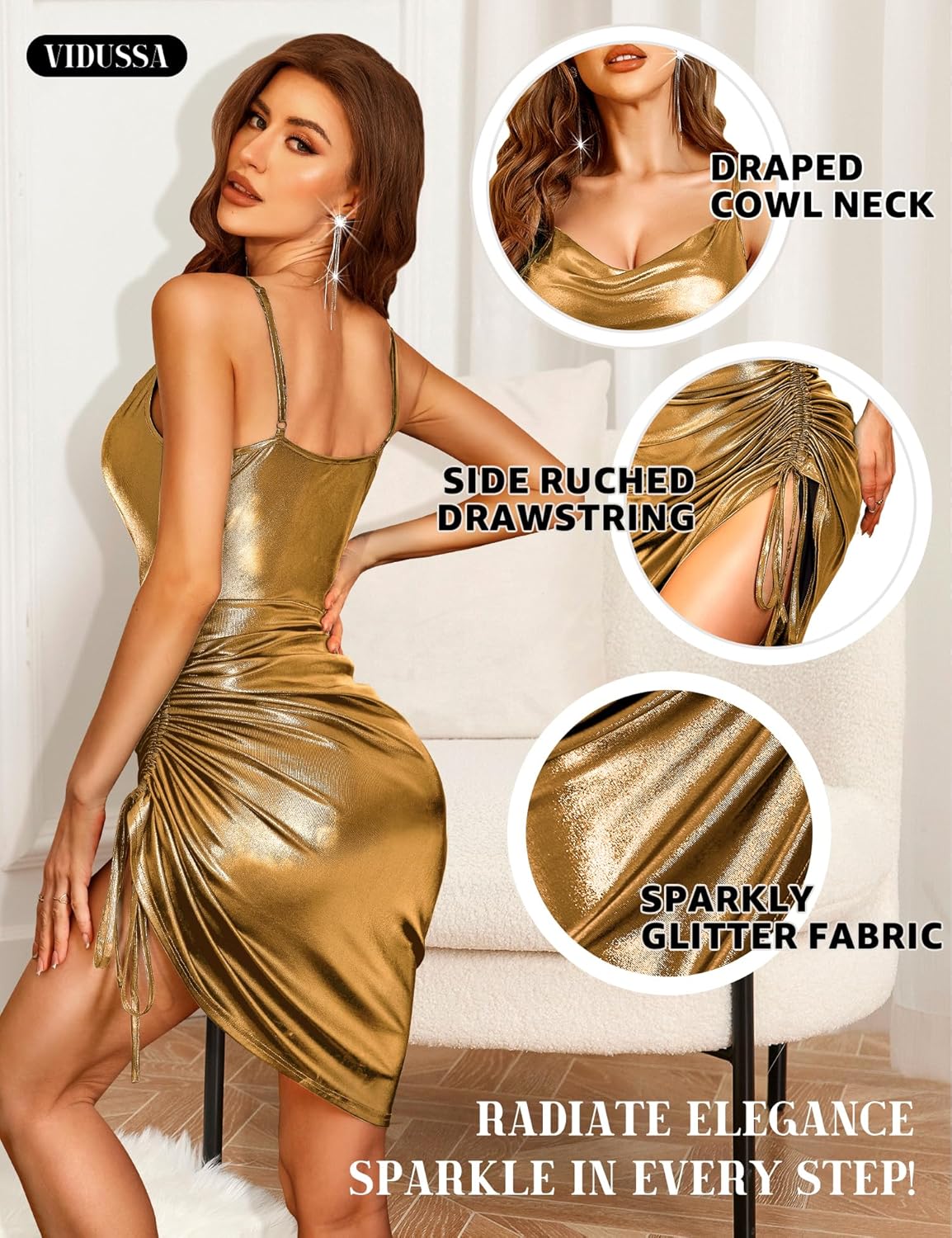 Sparkle Midi Cowl Dress
